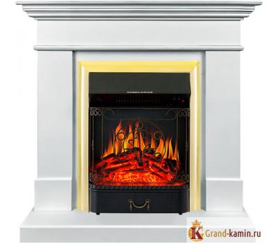 California SFT (белый) + Majestic FX Brass - элегантный электрический камин с паровым эффектом пламени