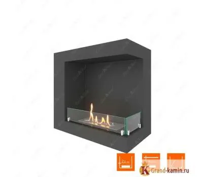 Элегантный угловой биокамин SteelHeat ONE 600 Правый с стеклянным фасадом