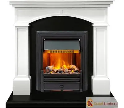 Каминокомплект Langford (белый с черным) с очагом Brookline Black от Dimplex