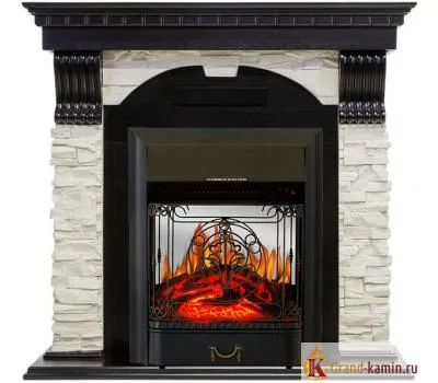 Электрический камин Dublin с арочным сланцем в белом и венге от Majestic FX M Black