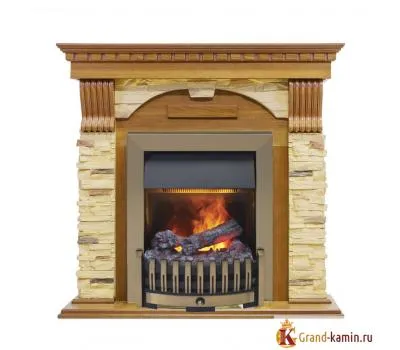 Каминокомплект Dublin арочный сланец (дуб) с очагом Opti-Myst Danville Antic Brass от Dimplex